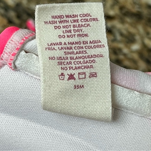 Vintage Y2K OP Pink Polka Dot Halter Bikini Top XL 15/17 Underwire Pinup Retro - Picture 5 of 8